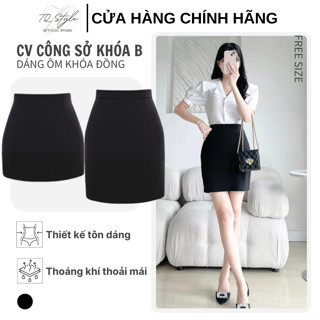 Chân Váy Công Sở Dáng Bút Chì, Chân Váy Mango Đen Ôm Body Cạp Cao Khóa Kéo Đồng Chữ B Sang Trọng TQ STYLE 303-308