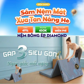 NỆM KIM CƯƠNG - Đệm bông ép DIAMOND COTTON 3M nâng đỡ, ngủ ngon, thoáng mát, tiện lợi, cứng cáp, kháng khuẩn, chính hãng