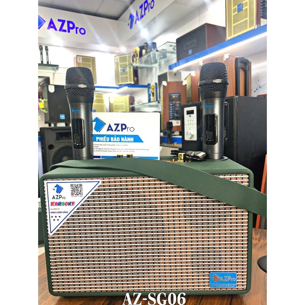 Loa Bluetooth Xách Tay AZpro SG06 - Bass 1.5 Tấc, Bass Dày, Âm Thanh Hay, Kèm 2 Micro