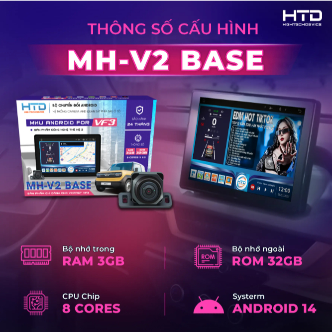 Màn hình Android dành cho VF3 - 2 hệ điều hành song song , MHU HTD MH - V2 BASE