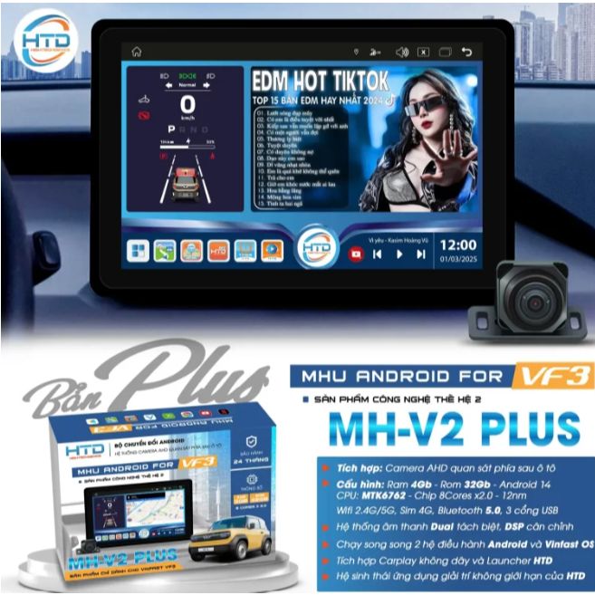 Màn hình Android dành cho VF3 - 2 hệ điều hành song song , MHU HTD MH - V2 Plus