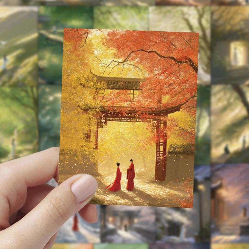 Combo 60 Miếng Dán Sticker Cổ Phong Dùng Để Dán Điện Thoại, Sổ Vở, Tủ Lạnh .v..v.. DIY