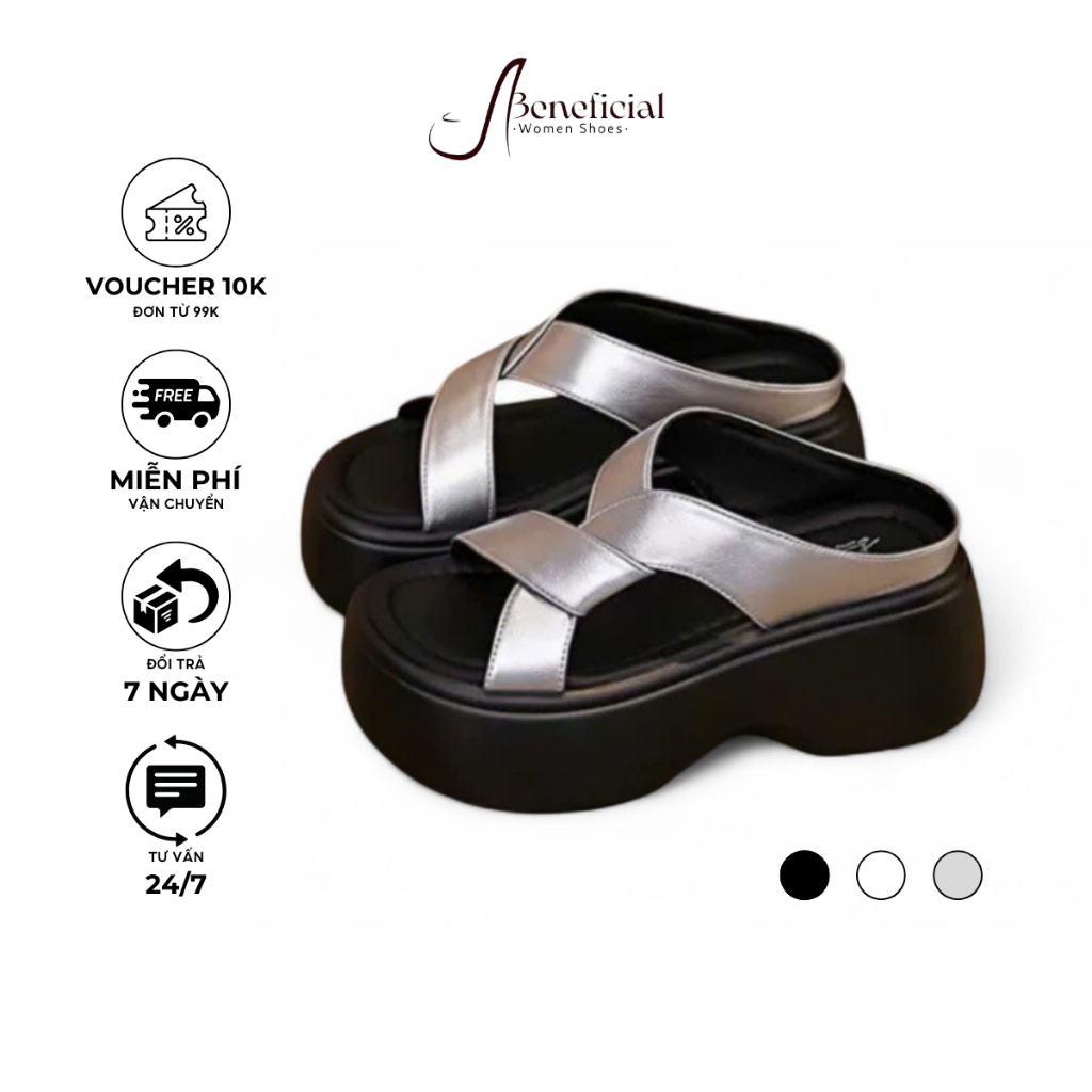 [VOUCHER 20K] Dép Bánh Mì Quai Xoắn Hậu Chìm Đế Cao 7cm Da Xịn Hàng Loại Cao Cấp XX001