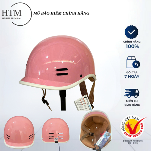 Mũ Bảo Hiểm Nửa Đầu Kiểu Dáng Cá Heo Màu Hồng Bóng Chính Hãng NA Đạt Chuẩn Quatest 2