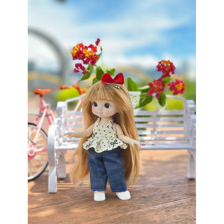   Chỉ có quần áo không có búp bê  sét áo kiểu kèm quần rộng cho búp bê 17cm xinh xắn may thủ công xinh đẹp giá rẻ 