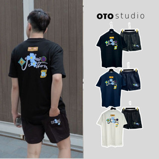  Bộ quần áo nam nữ unisex Lệ Vyy form rộng chất cotton thoáng mát in họa tiết hoa 4 cánh trước ngực phong cách streetwear 