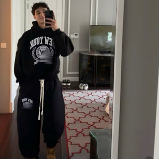 Áo hoodie WHENEVER ATELIER NY NEWYORK vảinỉ bông siêu dày, hình thêu chuẩn nét, form boxy nam nữ mùa đông, không xù