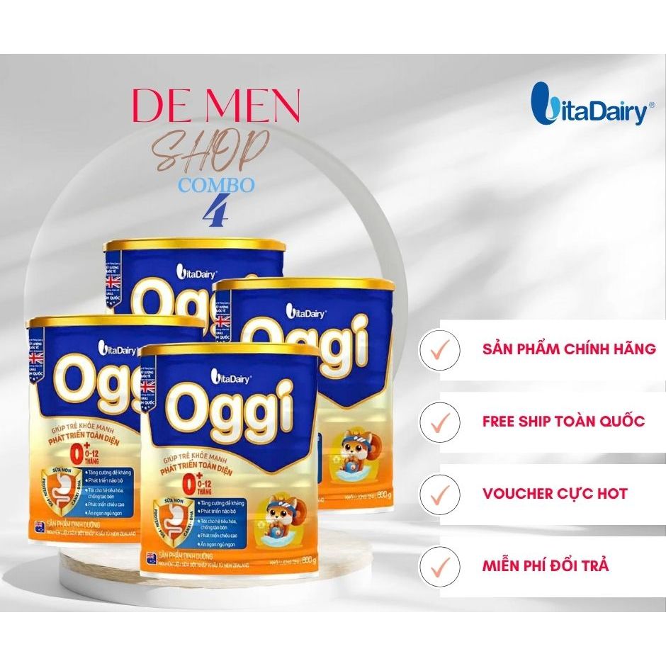 Combo 4 Lon Sữa Oggi 0/1/2+ Phát triển toàn diện - Vitadairy