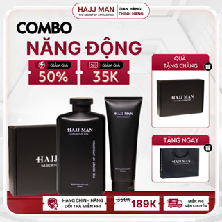  Bộ quà tặng sữa tắm gội toàn thân hương nước hoa nam tính 350ml & Sữa rửa mặt nam 100ml HAJJ MAN 