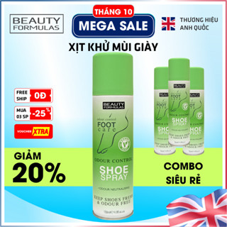 Chai Xịt Khử Mùi Hôi Chân và Giày Dép Anh Quốc Beauty Formulas Loại Bỏ Vi Khuẩn Có Hại Giúp Ngăn Ngừa Mồ Hôi Chân