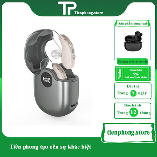 Máy Trợ Thính Đeo Vành Tai Sạc Pin Với Đốc Sạc, Tai Nghe Trợ Thính Tự Động Giảm Tiếng Ồn Hú Cao Cấp Không Dây