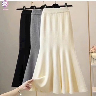  Chân váy len đuôi cá dáng dài Midi cạp chun chất Cotton BigSize - V8053 
