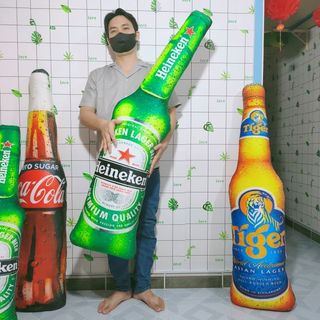 (TẶNG BIA 10CM) GẤU BÔNG CHAI BIA HENIKEN TIGER KHỔNG LỒ 120CM MẨU MỚI CAO CẤP VẢI MỊN