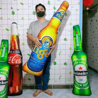 (TẶNG BIA 10CM) GẤU BÔNG CHAI BIA HENIKEN TIGER KHỔNG LỒ 120CM MẨU MỚI CAO CẤP VẢI MỊN
