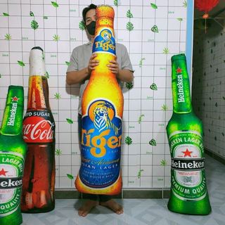 (TẶNG BIA 10CM) GẤU BÔNG CHAI BIA HENIKEN TIGER KHỔNG LỒ 120CM MẨU MỚI CAO CẤP VẢI MỊN