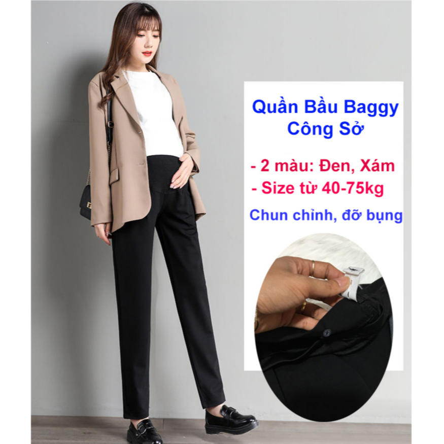 Quần bầu baggy chất tuyết mưa Cao Cấp, có đỡ bụng, chun chỉnh cho mẹ bầu Mùa Hè từ 40-75kg  - Q02
