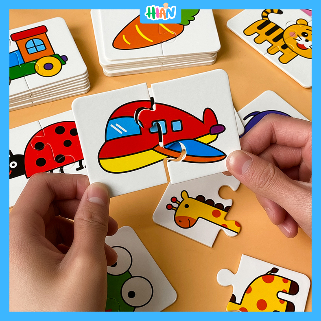 Thẻ Ghép Hình 2 Mảnh Cho Bé Từ 1 Tuổi – Đồ Chơi Giáo Dục Giúp Phát Triển Nhận Thức Sớm Cho Bé