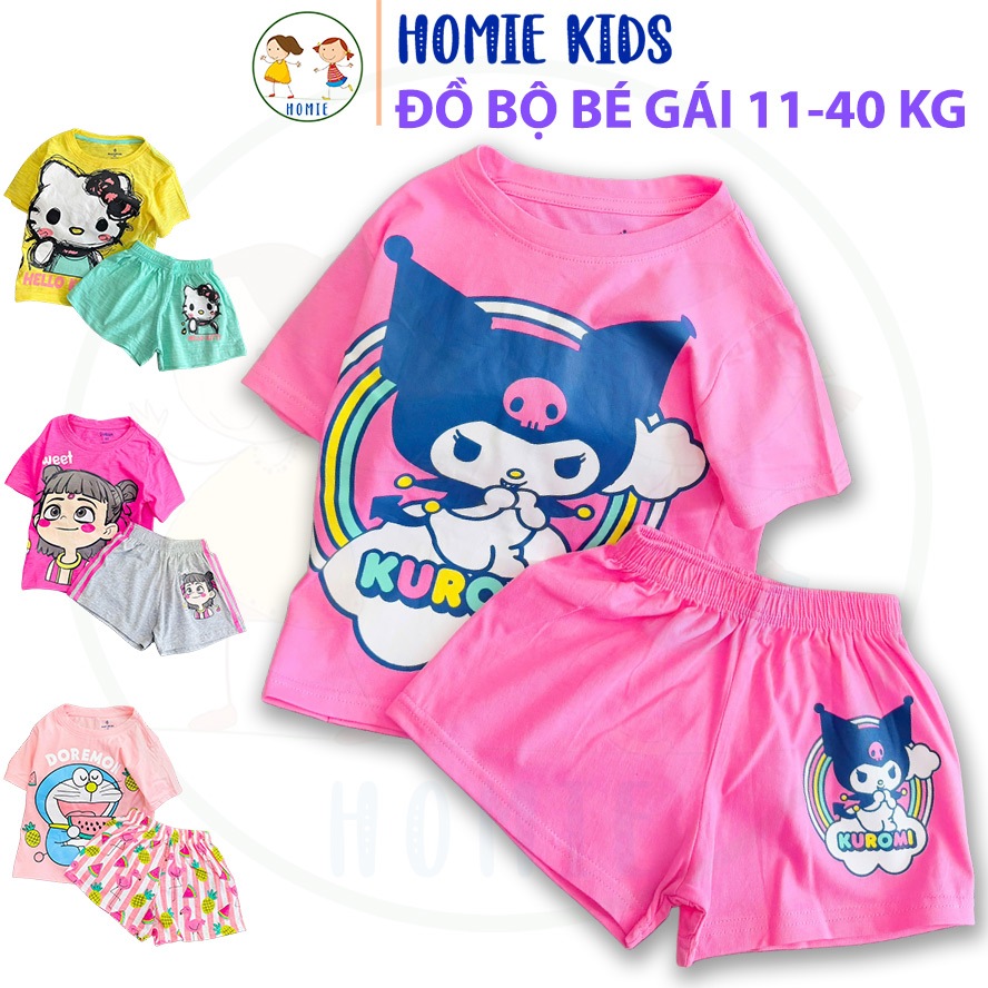 Đồ bộ cho bé gái thun cotton size nhí đại 11-40 kg set bộ thun trẻ em mềm mịn hoạt hình kuromi kitty
