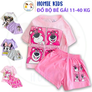 Bộ quần áo mặc nhà bé gái size đại 11-40 kg set đồ bộ trẻ em thun cotton in hoạt hình labubu kuromi melody Homie Kids
