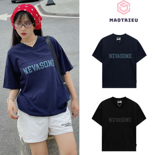  Áo thun nữ unisex V-Neck NEVASOME Basic form rộng cổ chữ V chất cotton phong cách streetwear thời trang hottrend 