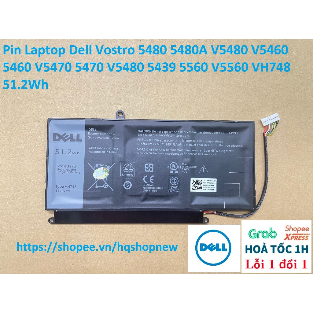 ⚡️ Pin Laptop Dell Vostro 5480 5480A V5480 V5460 5460 V5470 5470 V5480 5439 5560 V5560 VH748 51.2Wh