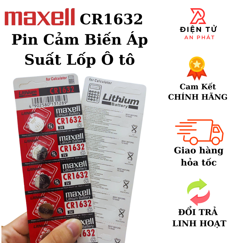 Pin Cảm Biến Áp Suất Lốp Ô Tô CR1632 3V Chính Hãng Nhật Bản Độ Bền Cao Dùng Lâu Pin Maxell Cr1632 Full Box