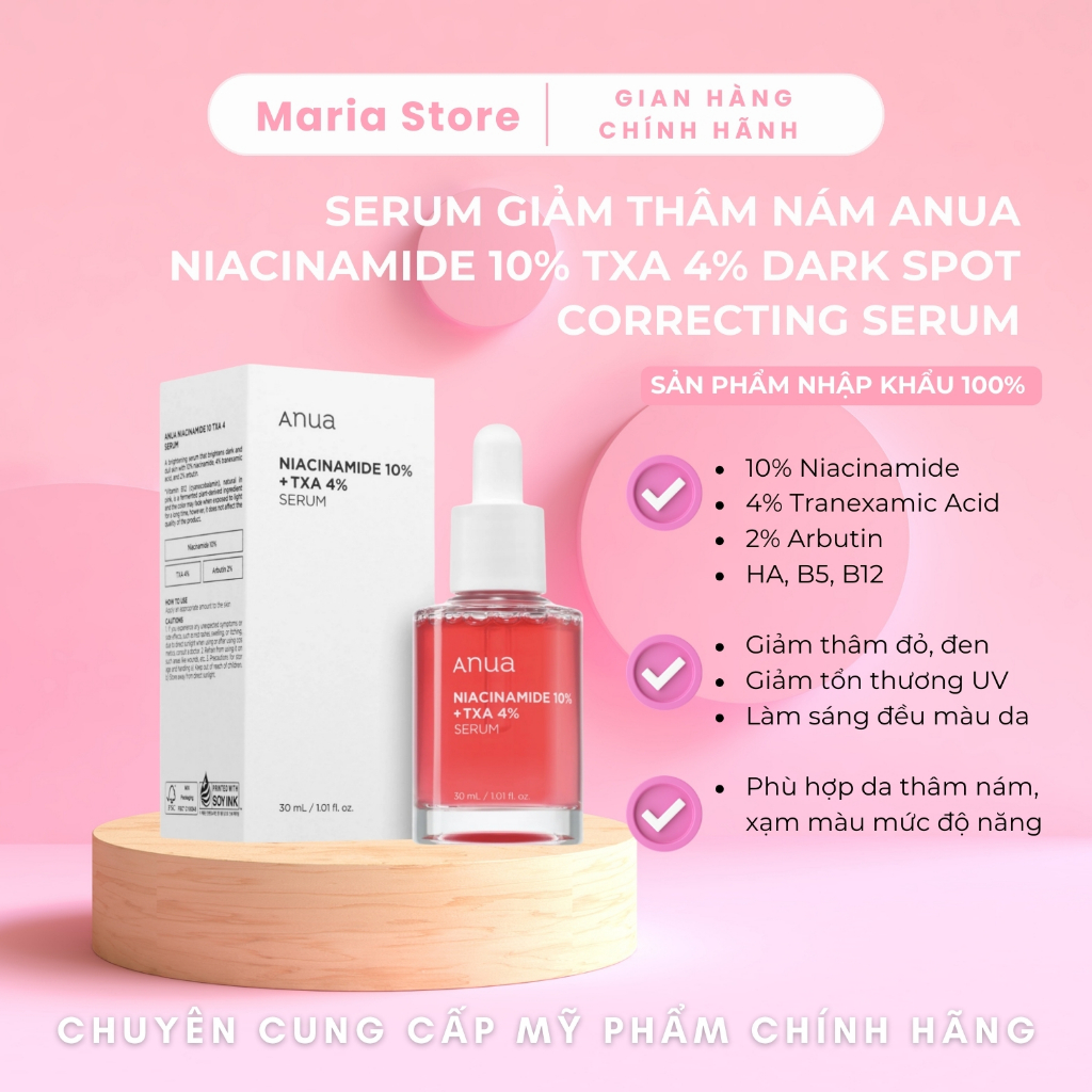 Serum giảm thâm nám ANUA NIACINAMIDE 10% TXA 4% DARK SPOT CORRECTING SERUM
