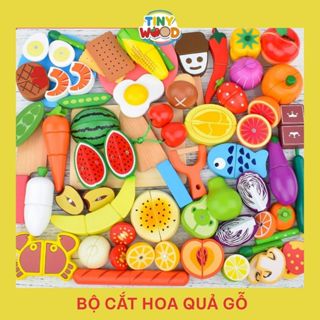 Đồ chơi cắt hoa quả Tinywood bằng gỗ cao cấp, có thùng giỏ đựng tiện lợi cho bé
