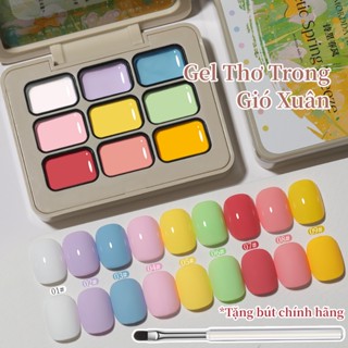  MORDDA Bộ sơn móng tay gel màu tím xanh macaron mới gồm 9 màu có độ bão hòa cao phù hợp cho tiệm làm móng 