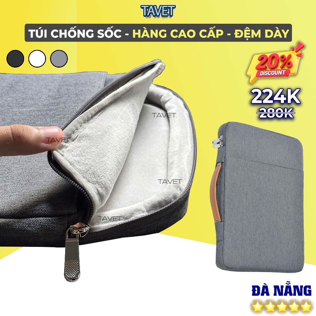 Túi Chống Sốc Laptop Hàng Tốt MacBook Bảo Vệ 360 Độ Tavet, Đựng Laptop 13.3", 14", 15", 15.6" Tavet