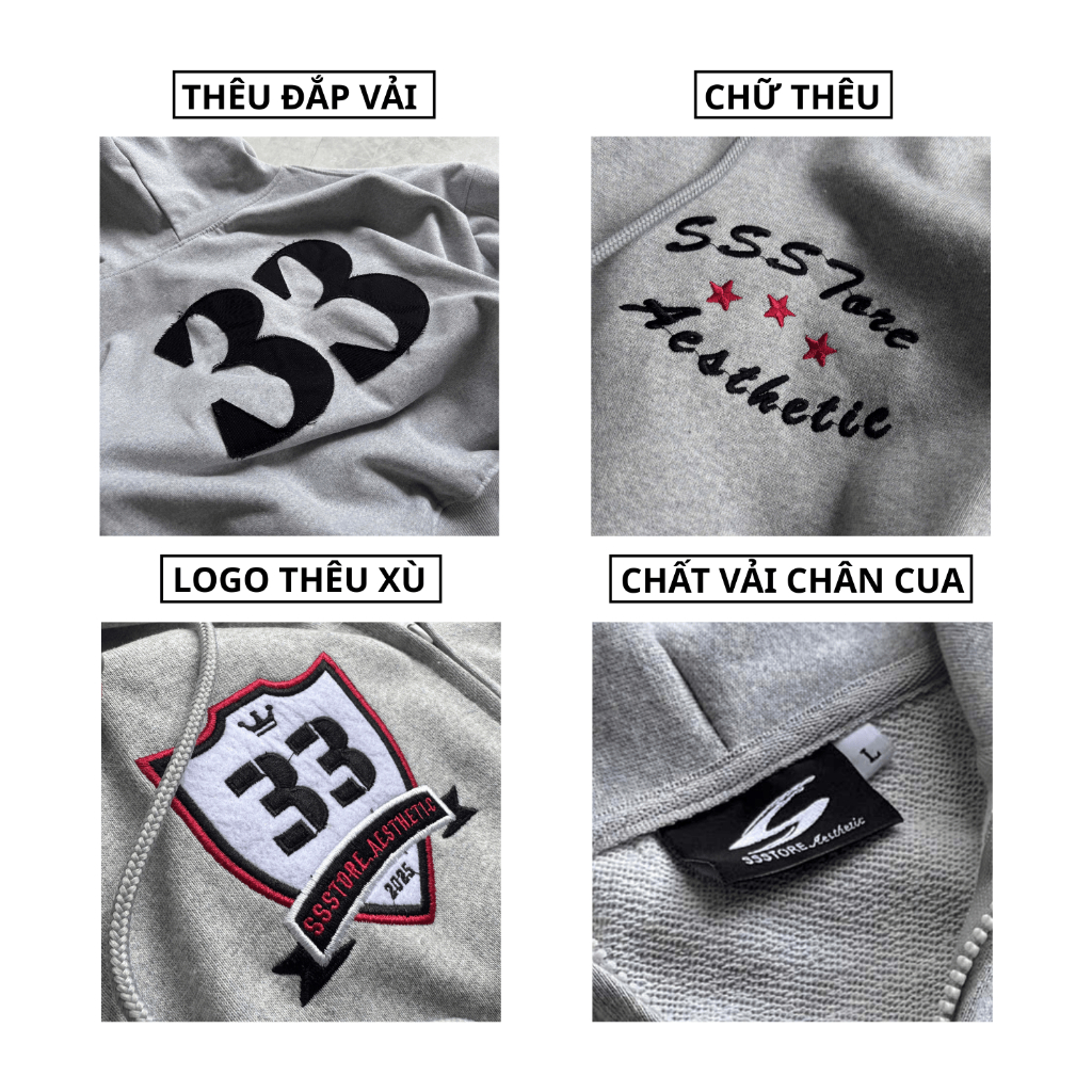 [BST THU ĐÔNG] SET BỘ NỈ CHÂN CUA PREMIUM KHÔNG XÙ LÔNG THÊU ĐẮP VẢI 33 ÁO KHOÁC ZIP SWEATER BIGSIZE| SSSTORE.AESTHETIC | BigBuy360 - bigbuy360.vn