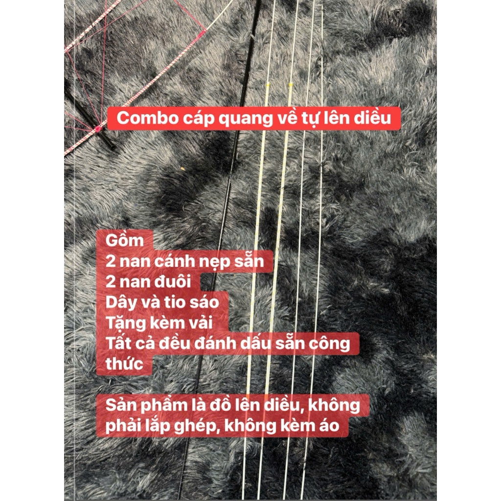 Combo làm diều mini bằng cáp quang, làm diều 80cm 1m 1m5, diều đại trà