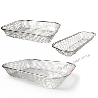  Rổ lưới inox 304 rửa rau củ quả thịt ca đựng trái cây đa năng tiện lợi - Rổ lưới inox tròn vuông 