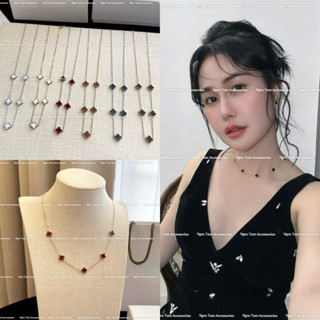  Vòng cổ cỏ bốn lá 5,10 hoa cao cấp dây chuyền titan không han gỉ 