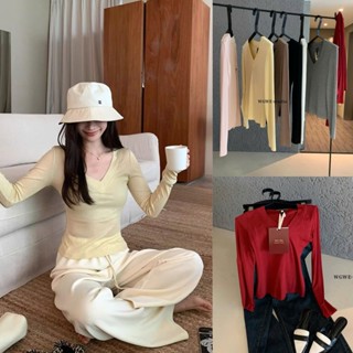  Ngocanh6959 SALE A967 Áo thun dài tay cổ V #7416 phong cách basic tiểu thư 