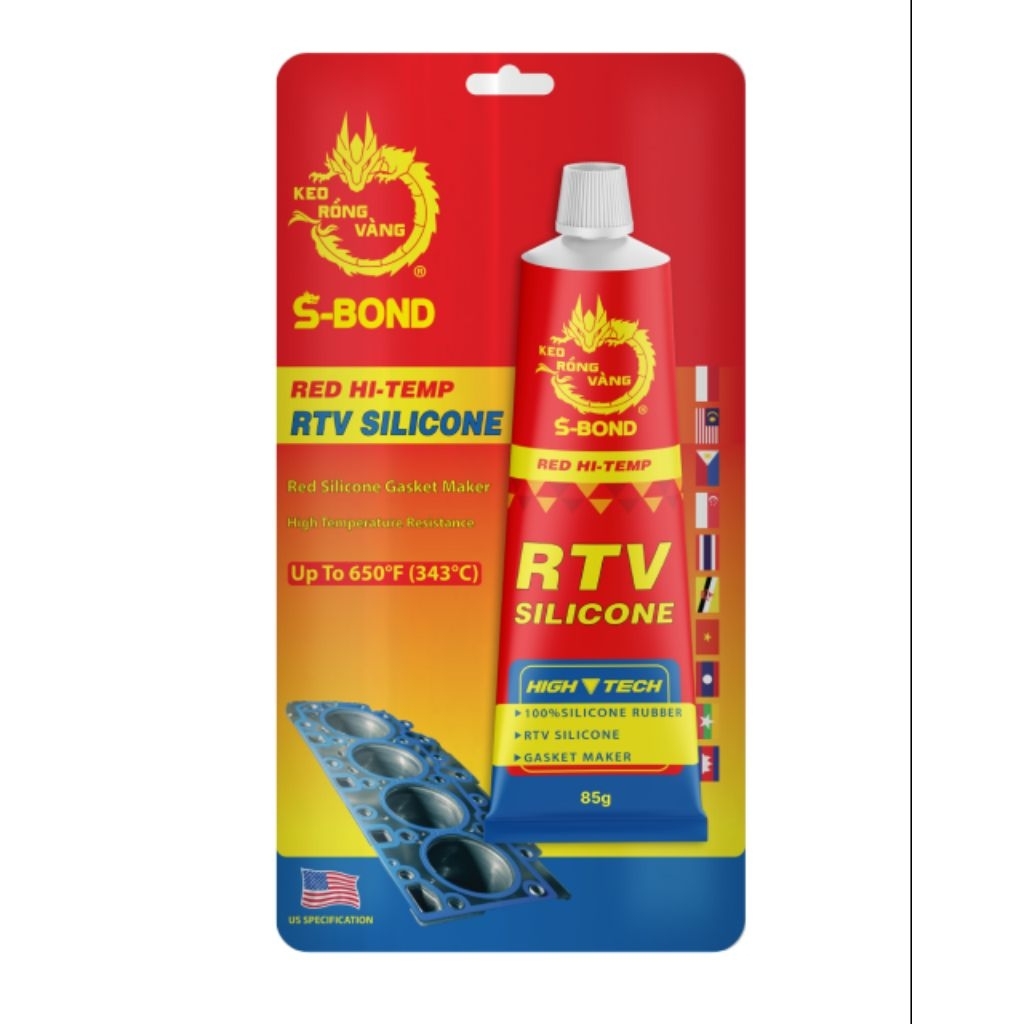 Keo Gioăng đỏ tuýp 32g (Keo Ron) - KEO GIOĂNG S-BOND ĐỎ (RTV SILICONE)