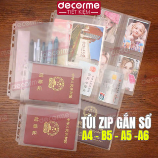  Túi Zip Lưu Trữ Hồ Sơ Văn Bản A4 A5 A6 Bìa Đựng Tài Liệu Chống Thấm Nước Chống Bụi 