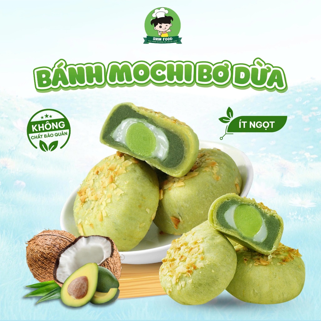  Bánh Mochi Bơ Dừa Ít Đường Ít Calo Nhân Bơ Shin Food Mềm Dẻo Thơm Ngon Dành Cho Người Ăn Kiêng Healthy Túi 250g,500g,1kg 