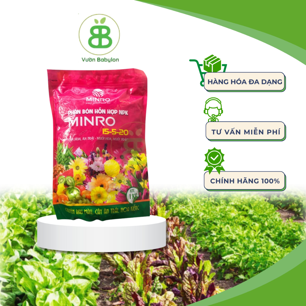 Phân Bón Hỗn Hợp NPK 15-5-20, Phân Minro Chuyên Cho Hoa, Cây Cảnh, Giúp Cây Ra Hoa Đẹp, Lâu Tàn Vuon