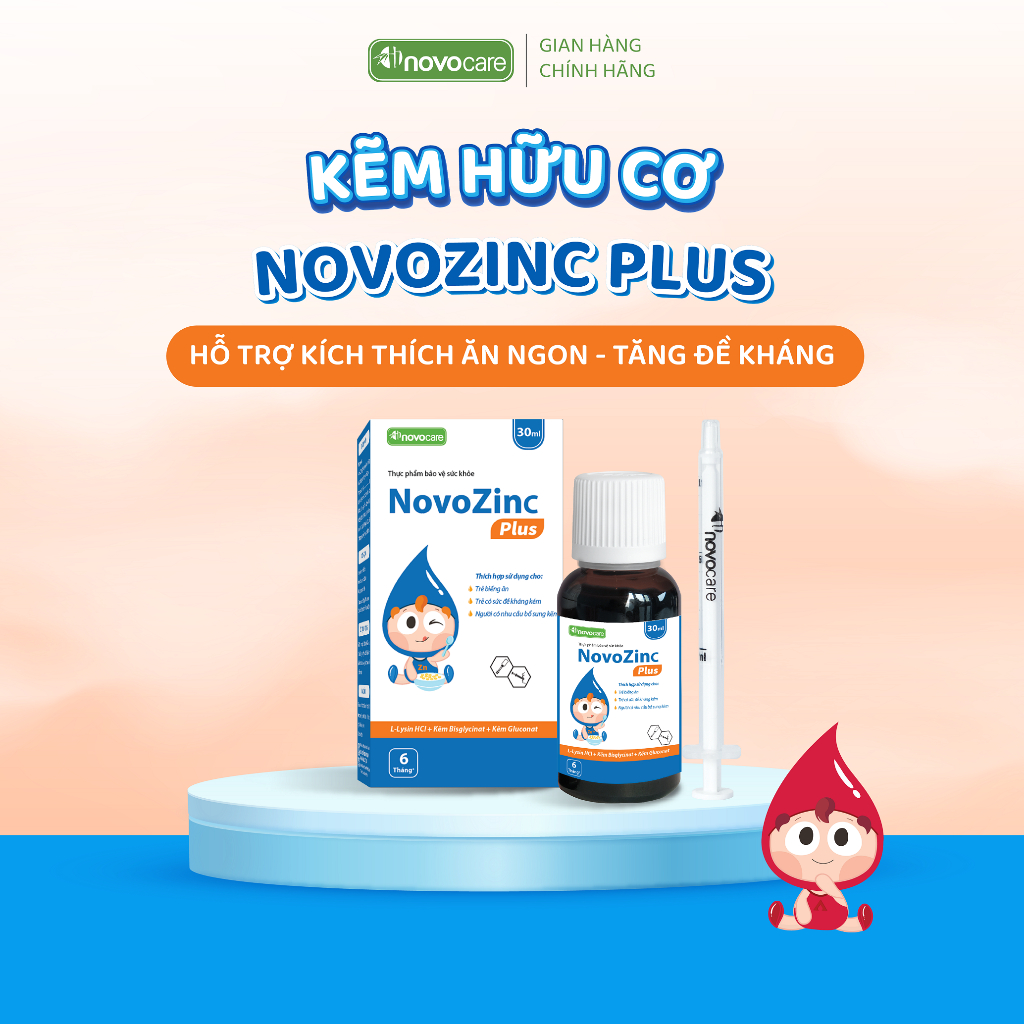 Kẽm Drops Family Novozinc Plus bổ sung kẽm hữu cơ cho bé biếng ăn, hỗ trợ tăng đề kháng, thơm ngon