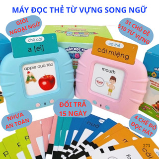 Đồ chơi thông minh-Máy đọc thẻ Flashcard học từ vựng song ngữ Anh Việt, tiếng Việt, tiếng Anh không sóng điện từ