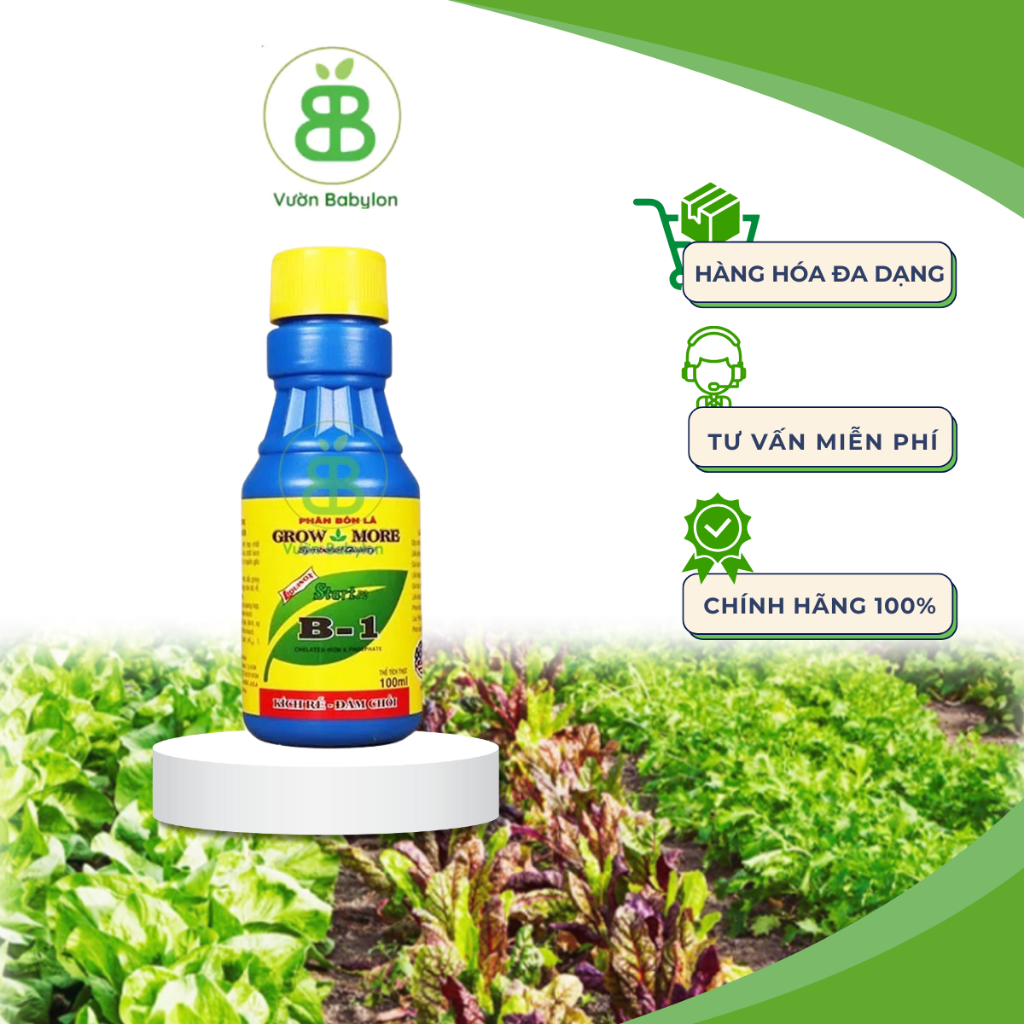 Phân Bón lá vitamin B1 Growmore, phân bón nhập khẩu kích rễ, giúp cây đâm chồi, dưỡng rễ Vuonbabylon - Chai 100ml