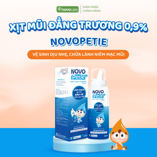 Xịt mũi nước muối sinh lý Novocare Novopetie 0,9% rửa mũi hàng ngày, dưỡng ẩm, bảo vệ mũi 100ml