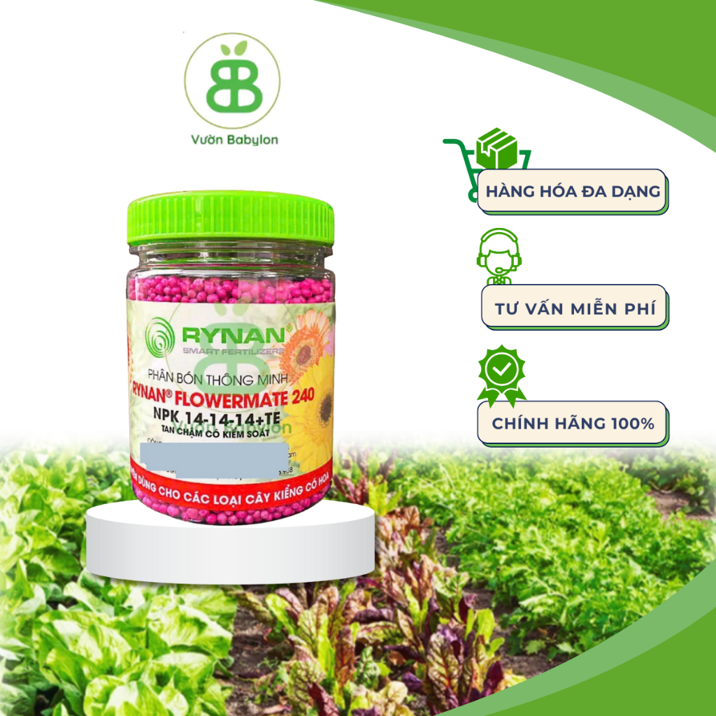Phân Bón Lan và hoa kiểng Rynan 240, Nuôi hoa, dưỡng hoa lâu tàn hiệu quả Vuonbabylon - Hủ 150g
