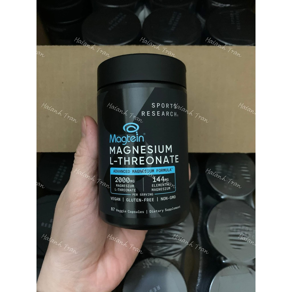 (87v)Viên uống bổ sung Magie Sports Research Magtein Magnesium L-Threonate 2000mg ngủ ngon, giảm str
