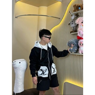 Áo Khoác Hoodie Phối Túi In Lệ Vi Siêu Chất. Áo Hoodie Nam Nữ Túi In Eo Vì Phối Mũ 2 Lớp Chất Vải Nỉ Tàu.
