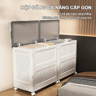  Thùng Đựng Quần Áo Dung Tích Lớn | Nhựa Gấp Gọn Có Nắp & Bánh Xe - Chống Bụi Hiệu Quả 