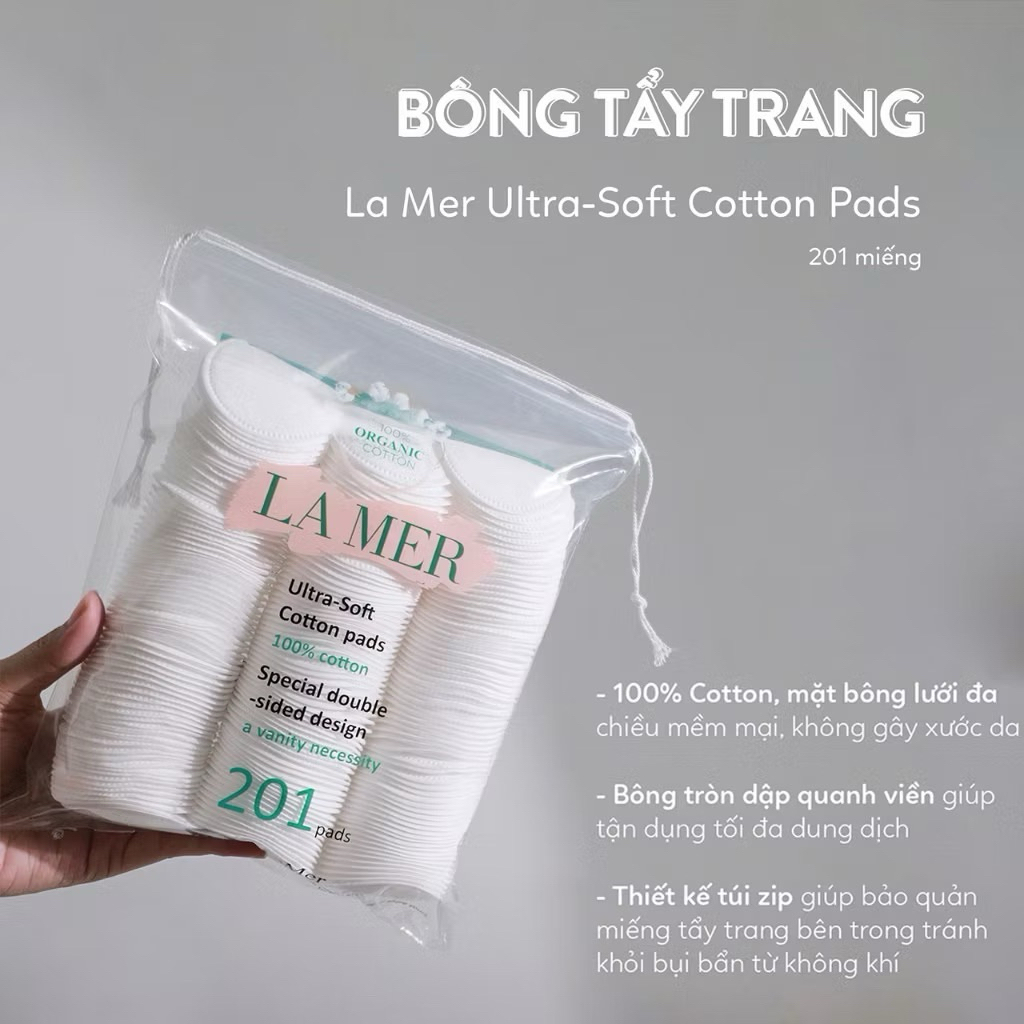 Bông Tẩy Trang Lamer – Miniso – Lotus – Bông đắp toner – silcot - Miếng Cotton Siêu Mềm Bo Viền Chốn
