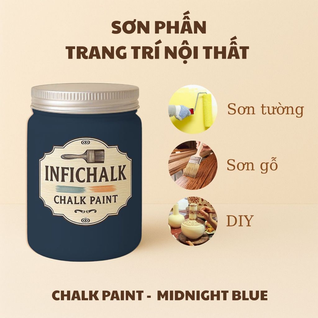 Sơn Phấn Eco (Chalk Paint) Hệ Nước Không Mùi, Màu Midnight Blue