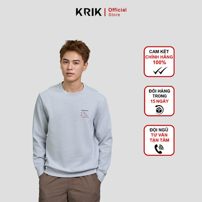 Áo Nỉ Nam KRIK Form Regular Chất Liệu Cotton Co Giãn Mềm Mịn In Bột Nổi Hiện Đại AN4202